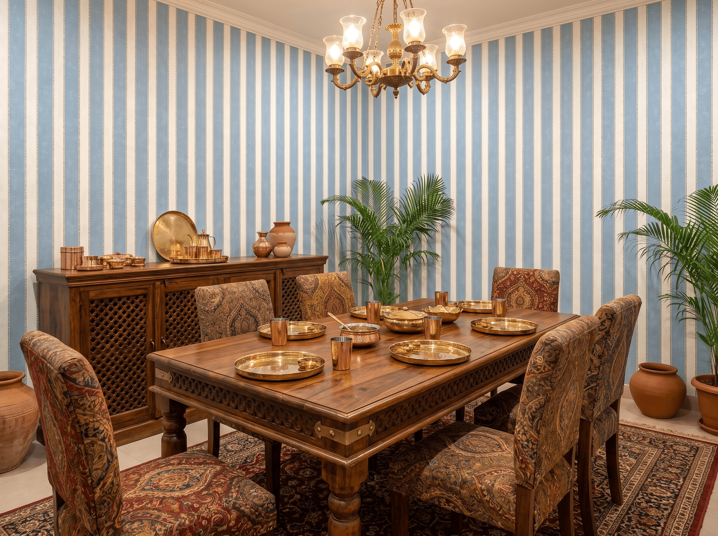 Slate Blue Ticking Stripe Wallpaper